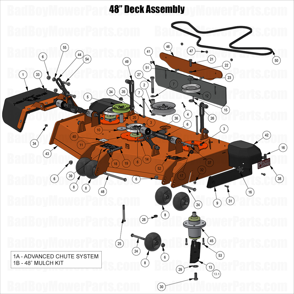 3902 - Bad Boy Mower Parts Lookup > 2025 > Revolt (48\"-61\" Decks) > 48\" Deck Assembly